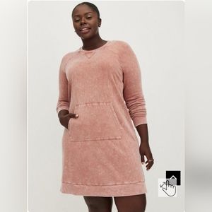 Torrid pink wash fleece pullover dress NWT size 0X (12W)
